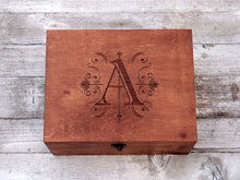 Load image into Gallery viewer, Custom monogram wood box, Personalized baby keepsake box with initials, Gift for birthday
