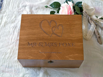 Heart Designed Personalized Wedding Keepsake Box for Wedding Wishes