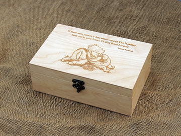 Custom Winnie the pooh quote engraved on wood box, Custom saying