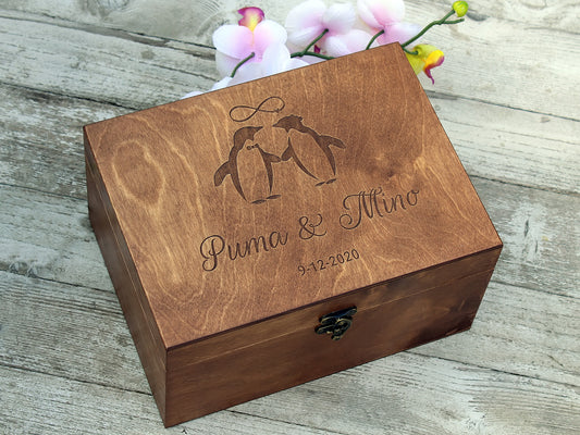 Personalized wedding keepsake box with custom image and text, Anniversary gift for her or him