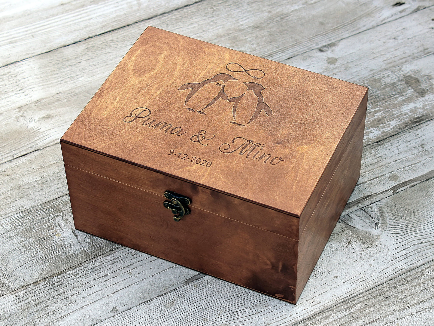 Personalized wedding keepsake box with custom image and text, Anniversary gift for her or him