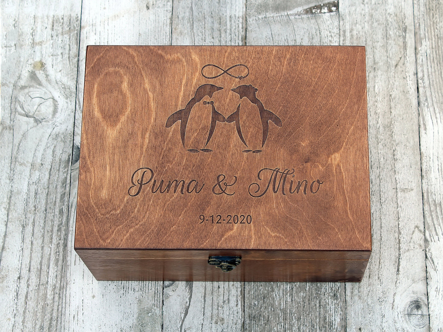 Personalized wedding keepsake box with custom image and text, Anniversary gift for her or him
