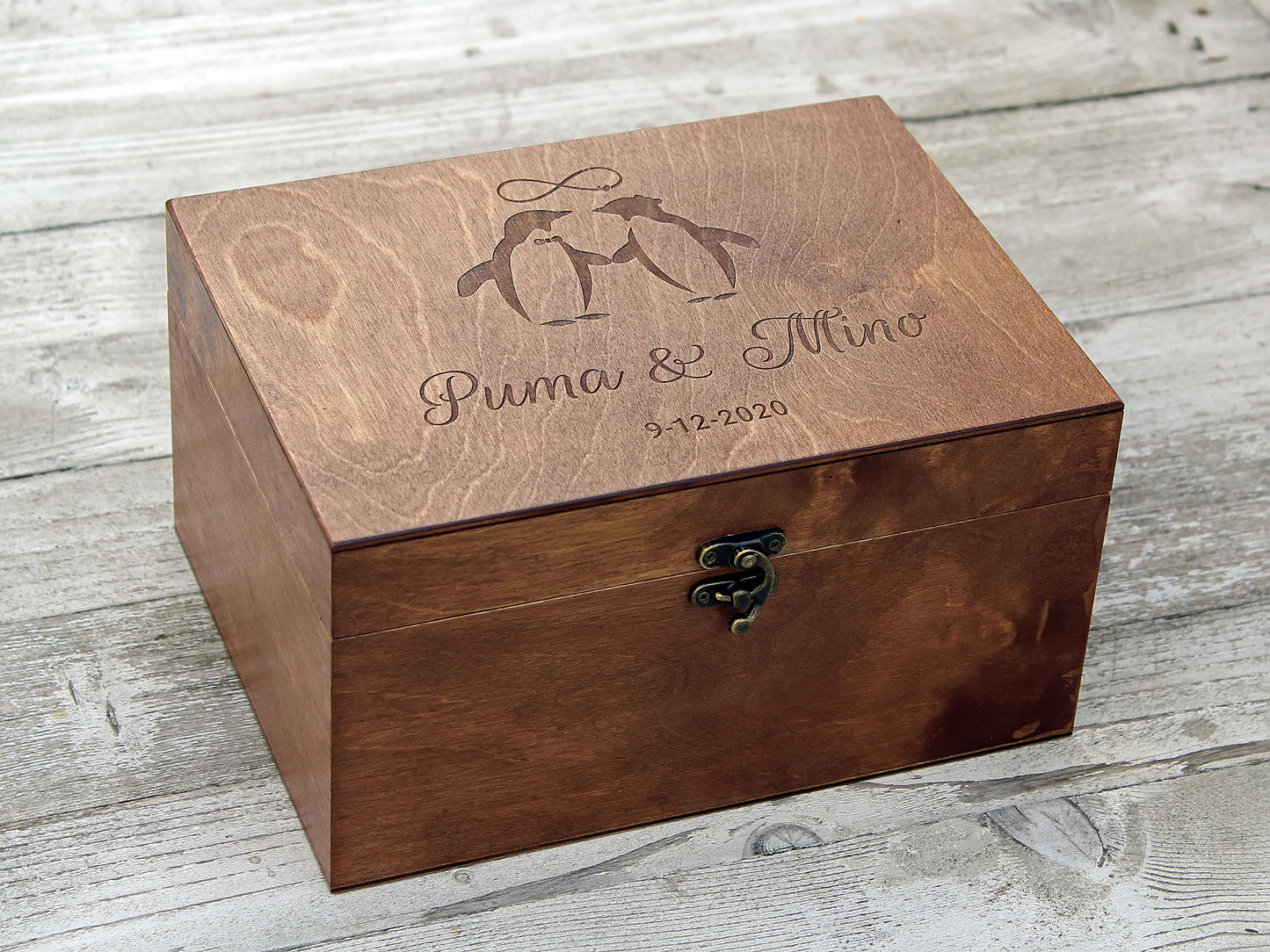 Personalized wedding keepsake box with custom image and text, Anniversary gift for her or him