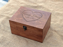 Load image into Gallery viewer, Personalized keepsake box with heart shape design and engraved name
