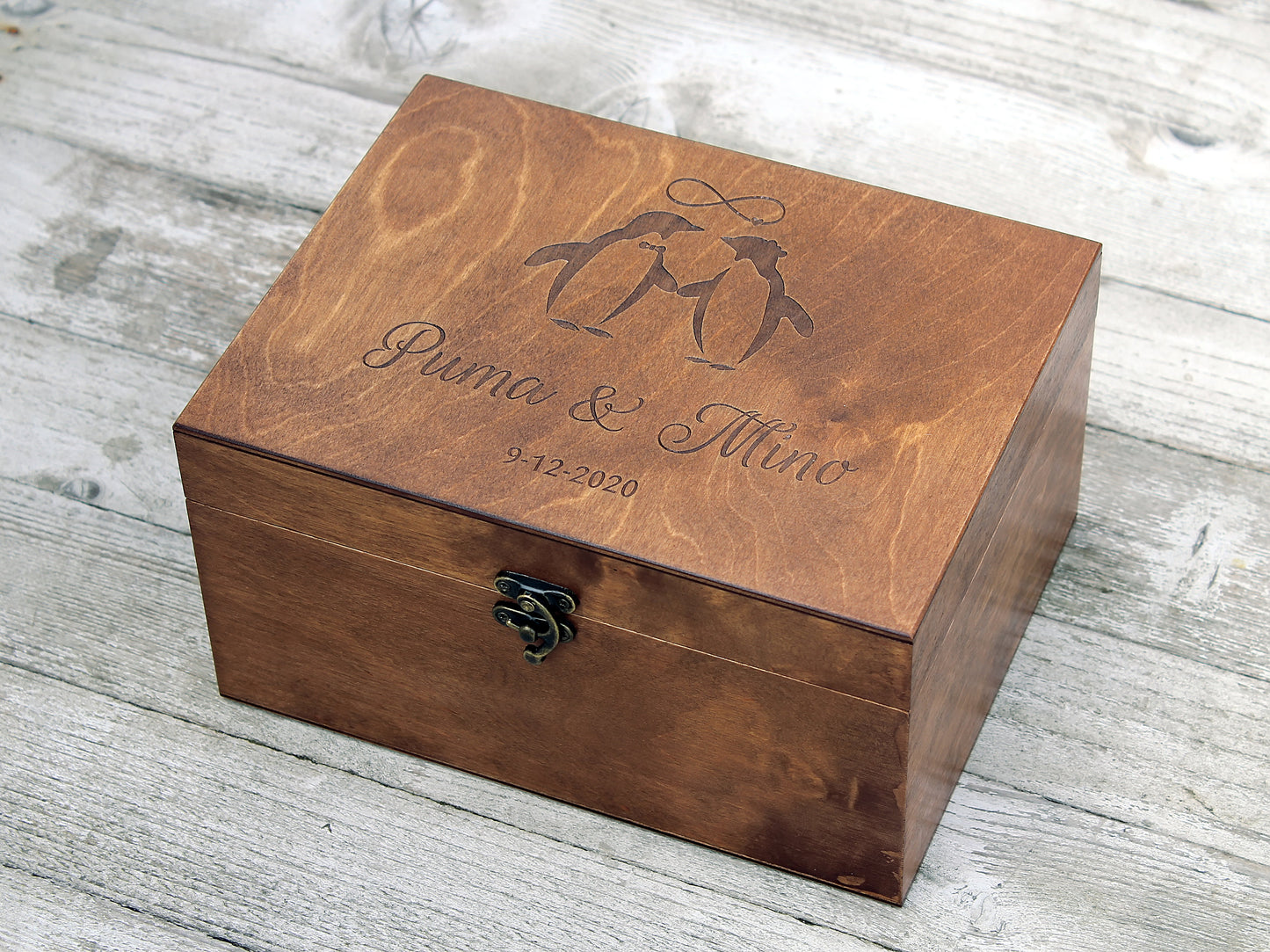 Personalized wedding keepsake box with custom image and text, Anniversary gift for her or him