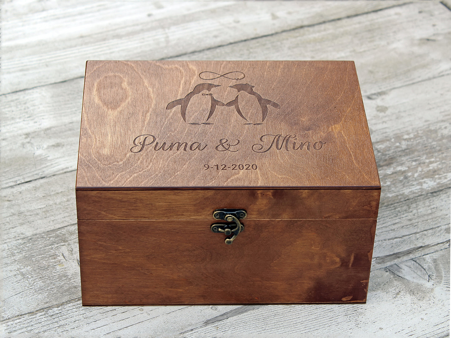 Personalized wedding keepsake box with custom image and text, Anniversary gift for her or him