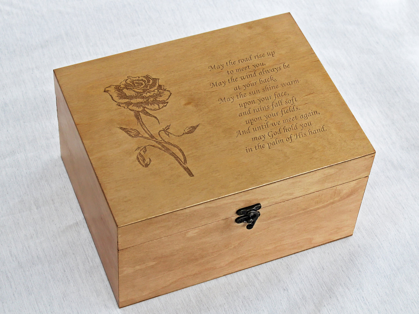 Personalized wooden box with Irish blessing and custom engraving