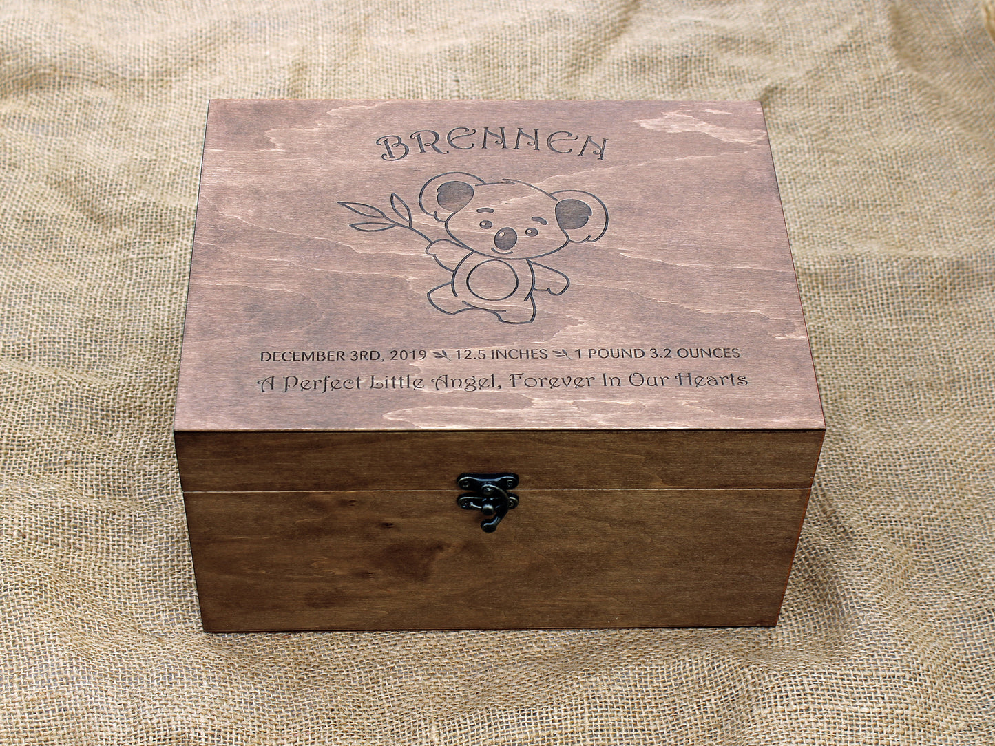 Baby koala first birthday time capsule keepsake box