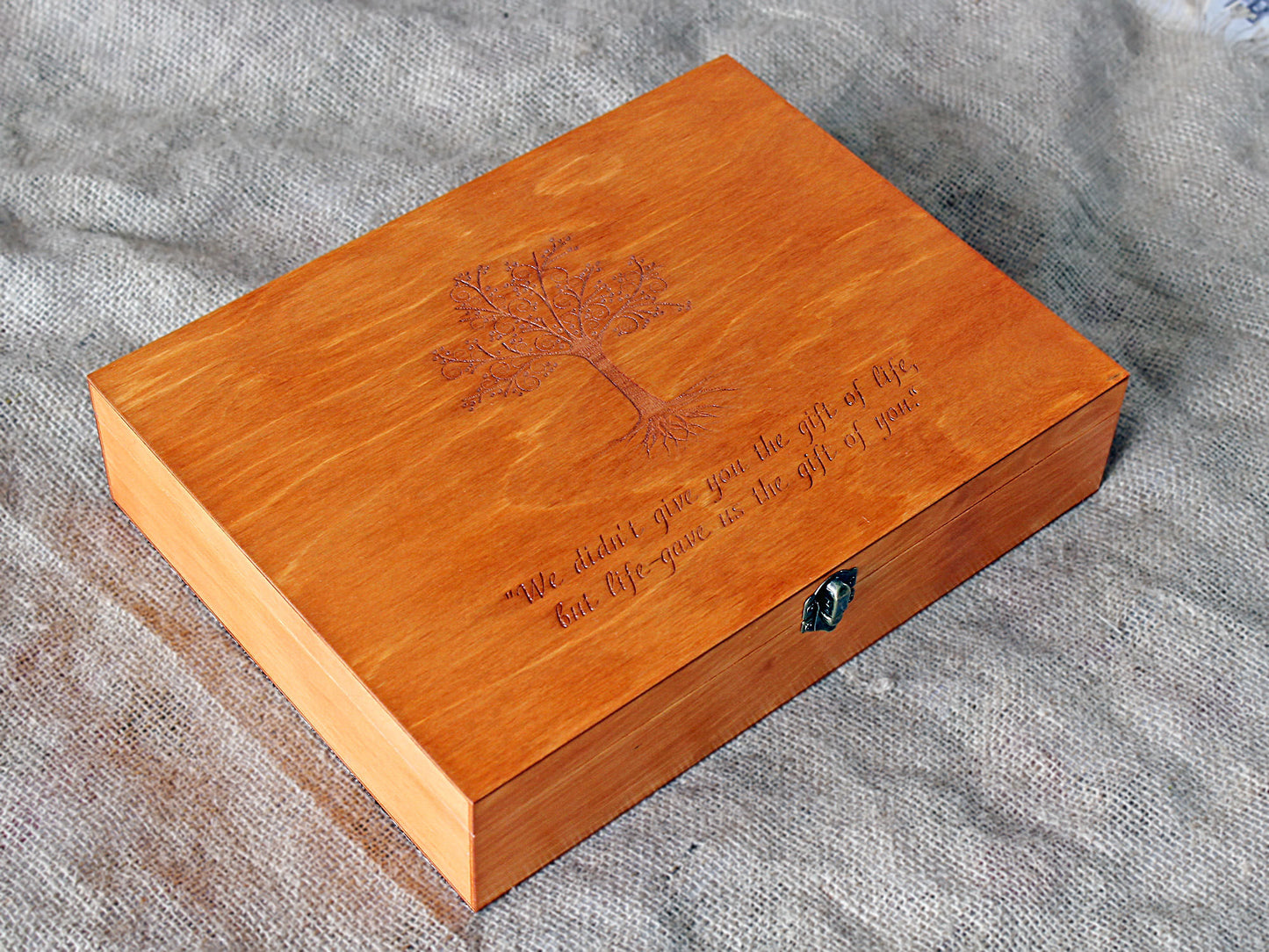 Wooden memory box engraved with the Life gave us the gift of you message