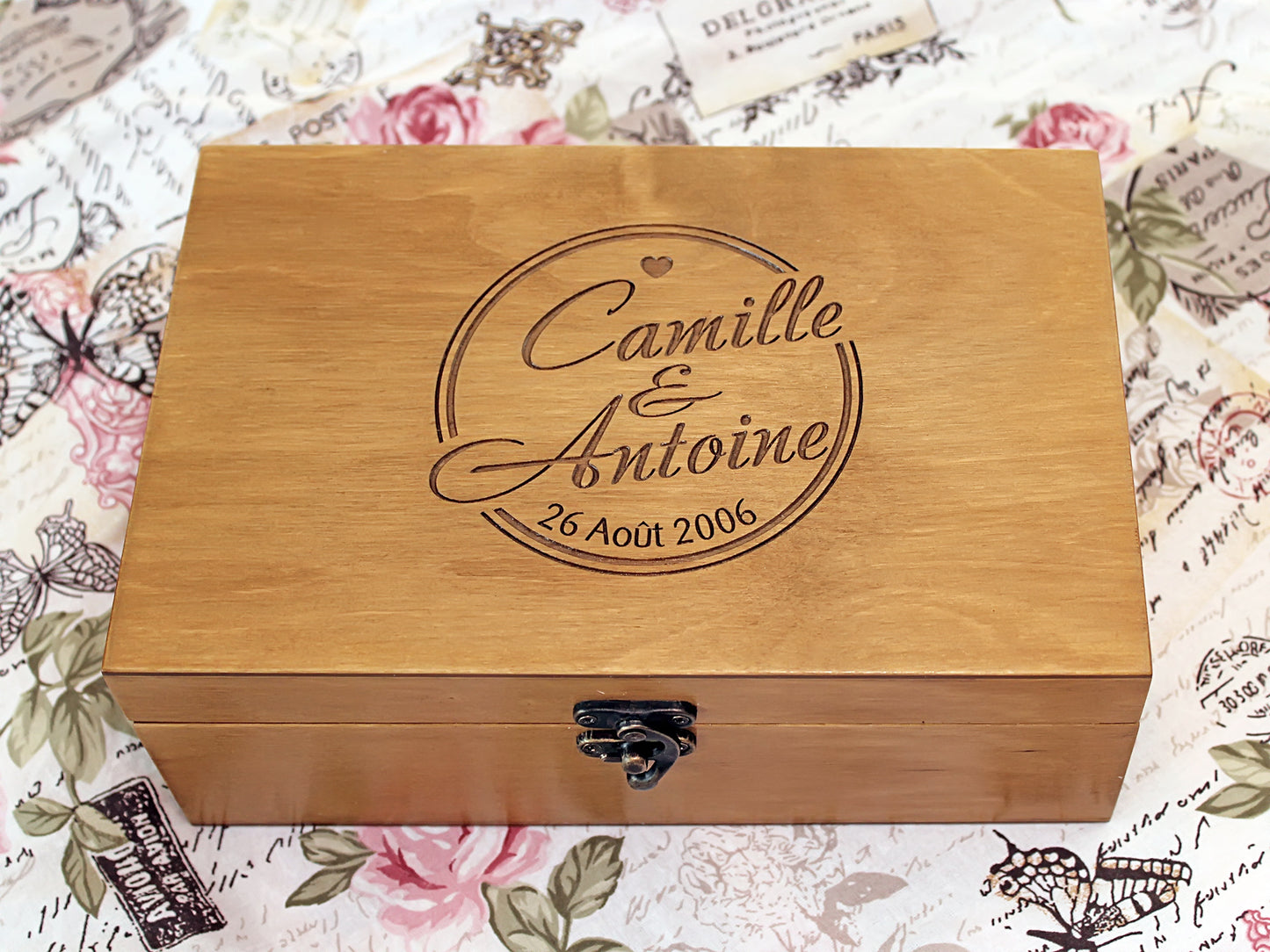 Wooden anniversary keepsake box handcrafted from premium birch wood