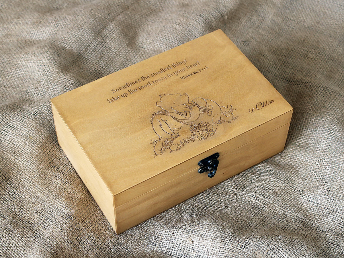 Personalised Winnie the Pooh jewellery box handmade as a gift for a Pooh fan