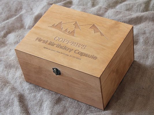 Personalized baby wooden memory box
