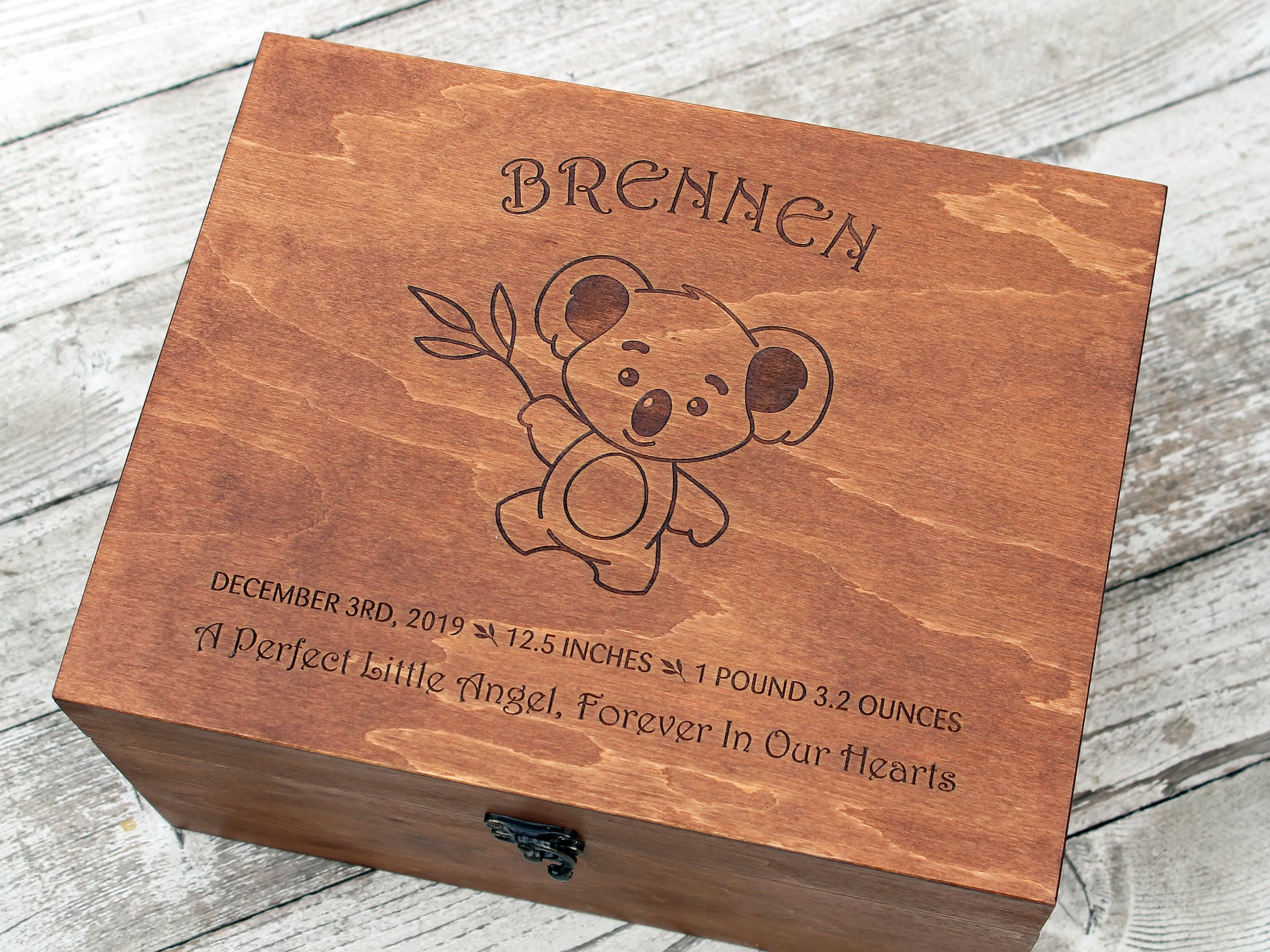 Personalized baby koala wooden memory box