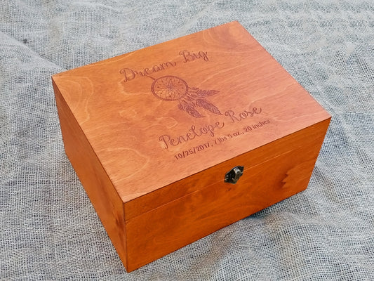 Personalized Dream Big baby memory box with dreamcatcher design