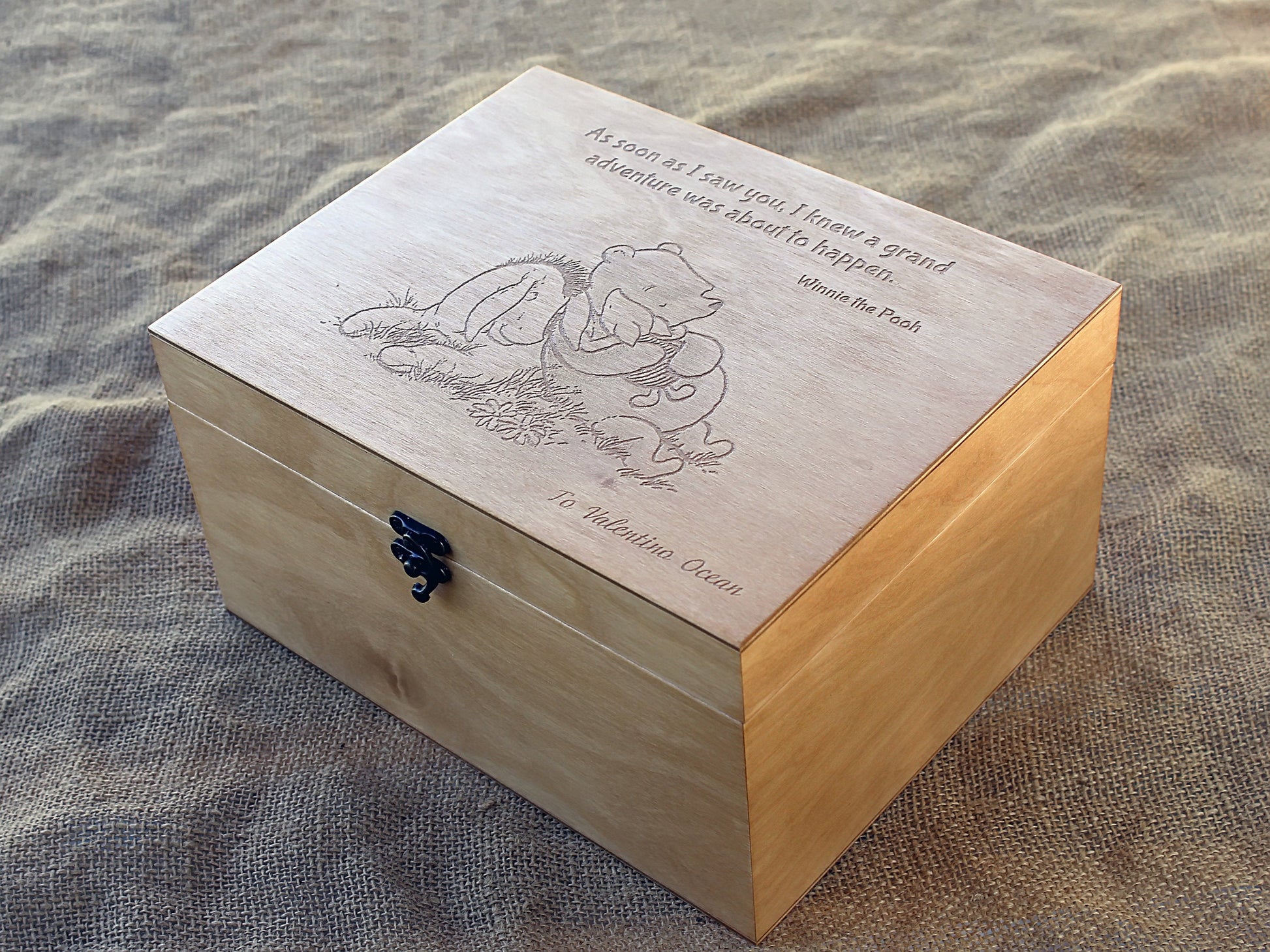 Personalized Winnie the Pooh memory box for treasured keepsakes