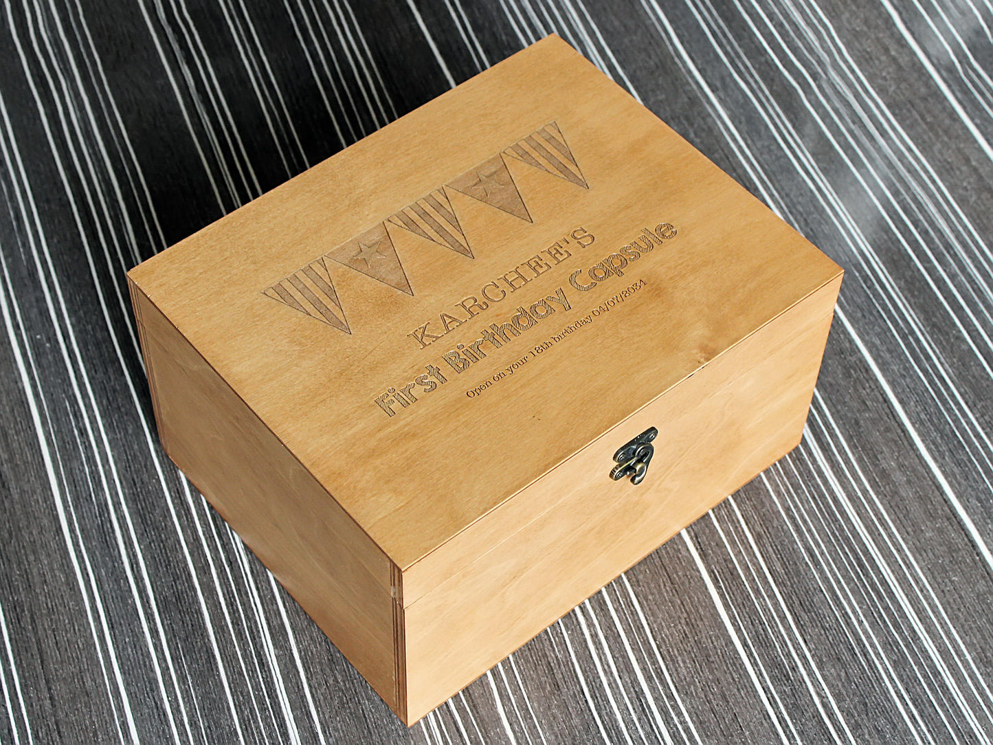 Personalized time capsule keepsake box for preserving meaningful memories