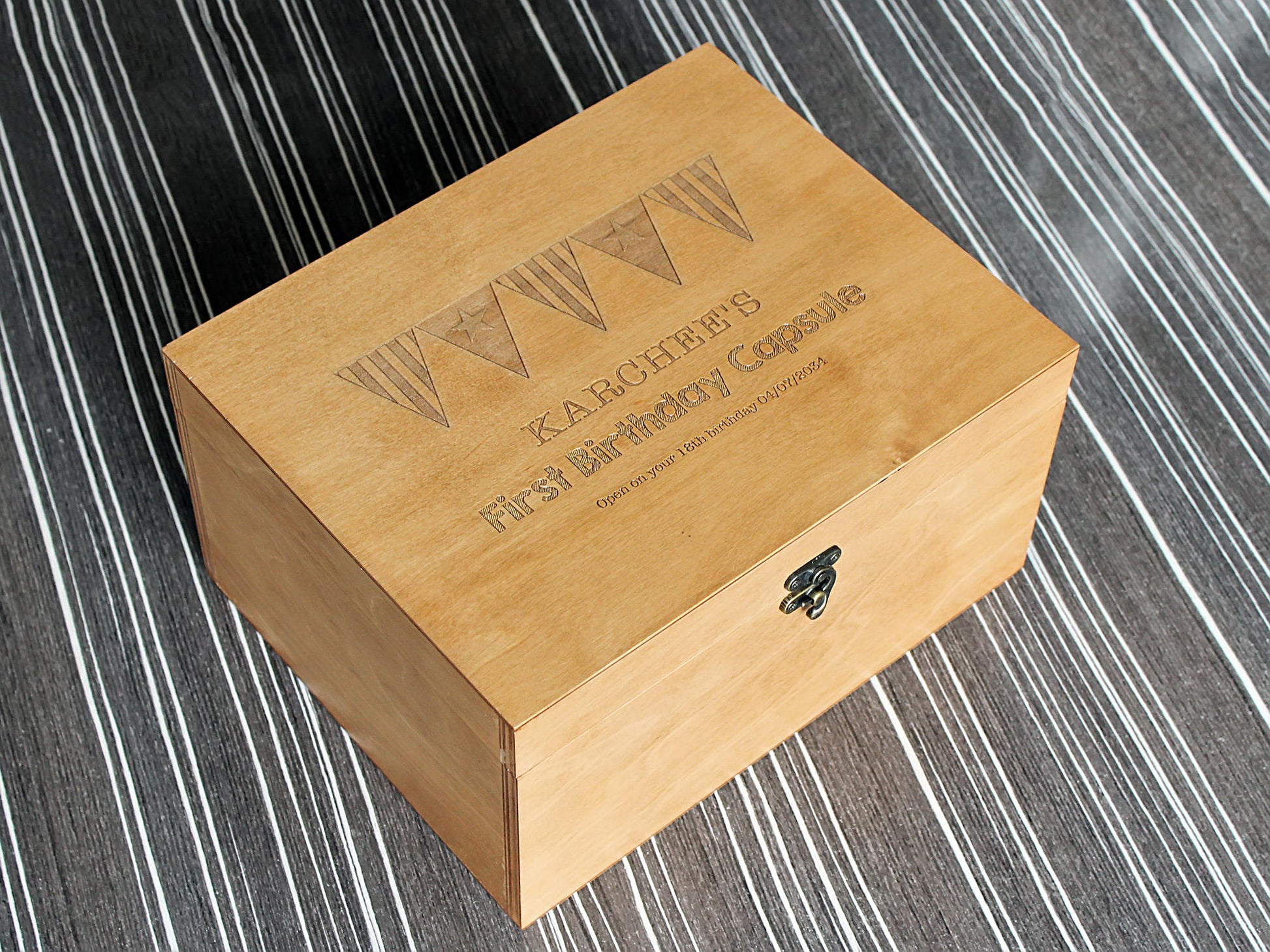 Personalized time capsule keepsake box for preserving meaningful memories