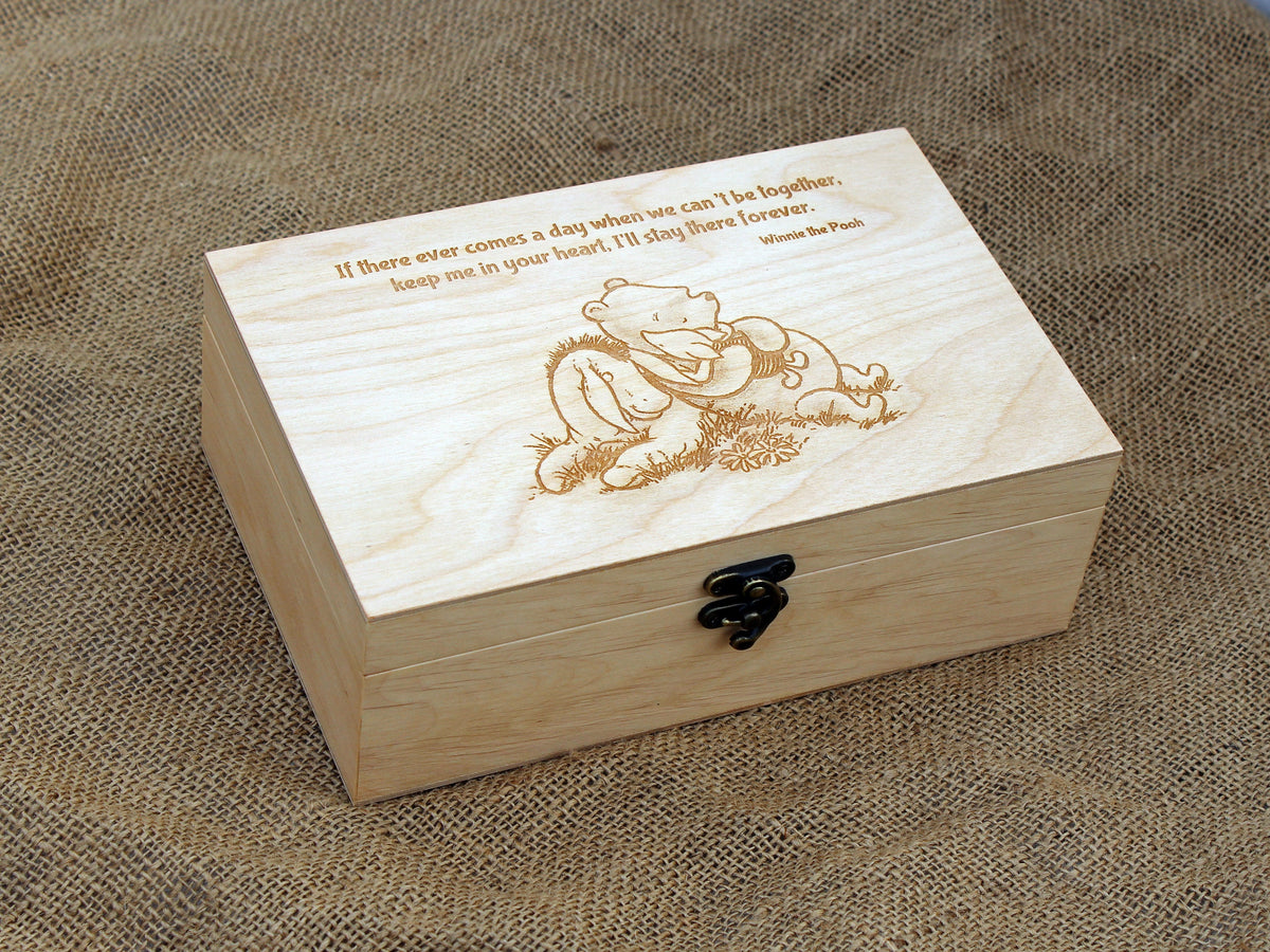 Personalized Winnie the Pooh quote keepsake box with custom engraving