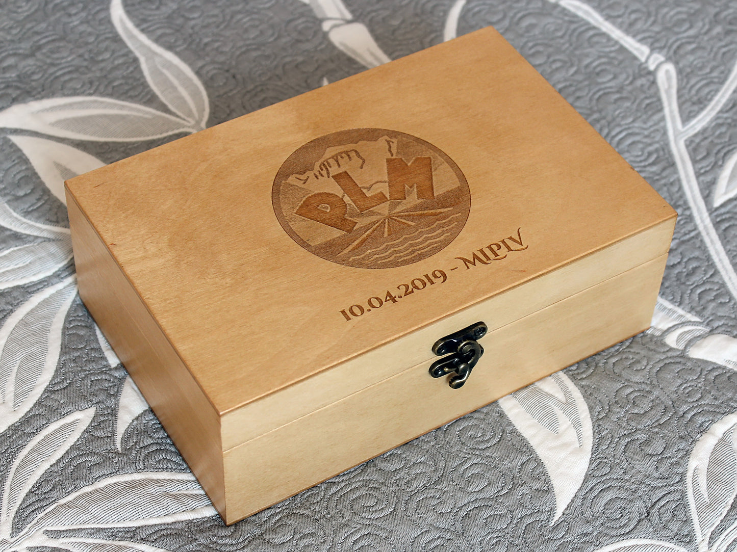 Personalized wooden corporate gift box with custom engraving