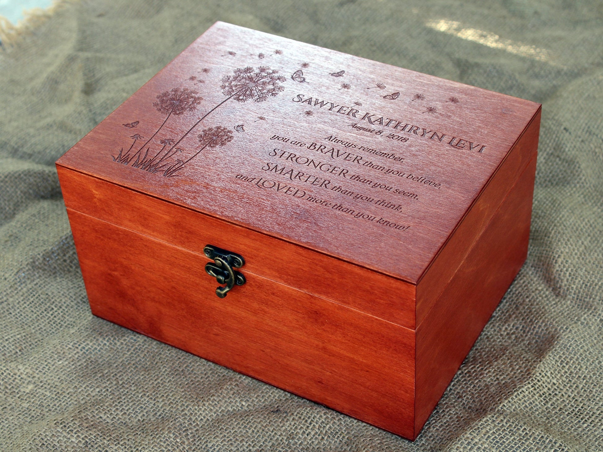 Personalized baby memory box featuring Winnie the Pooh design