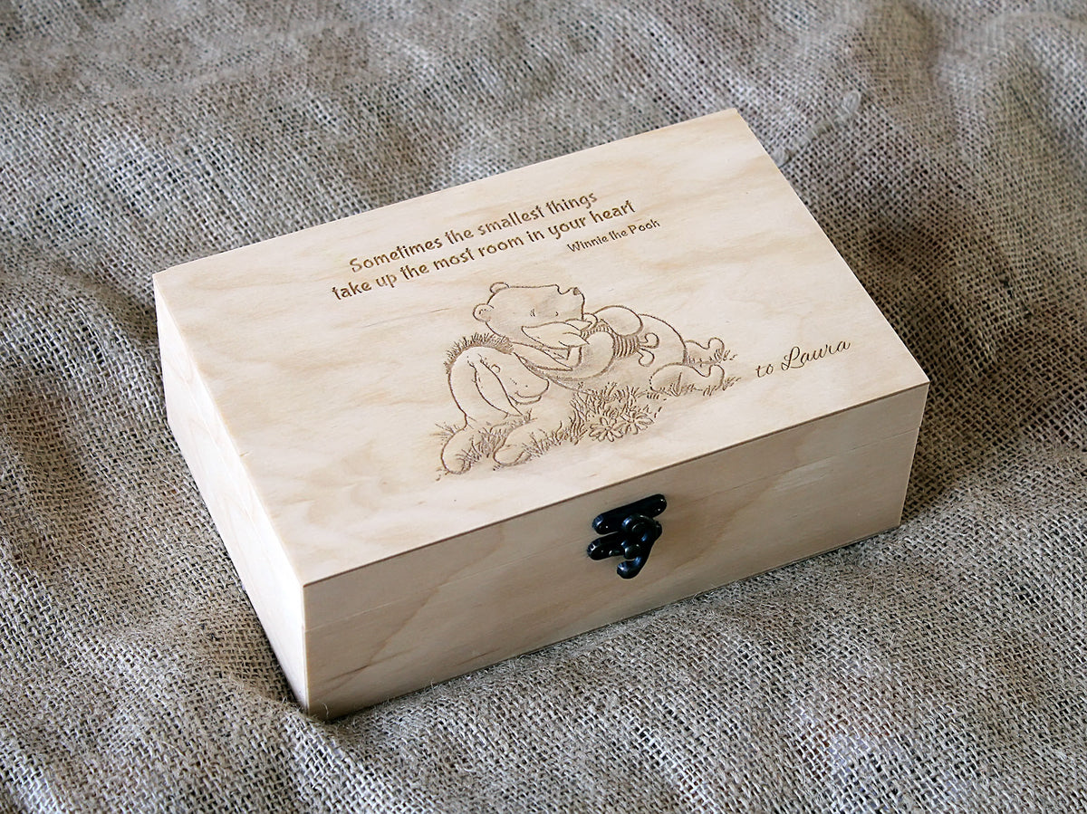 Winnie the Pooh encouragement gift box with Braver Stronger Smarter quote from A. Milne