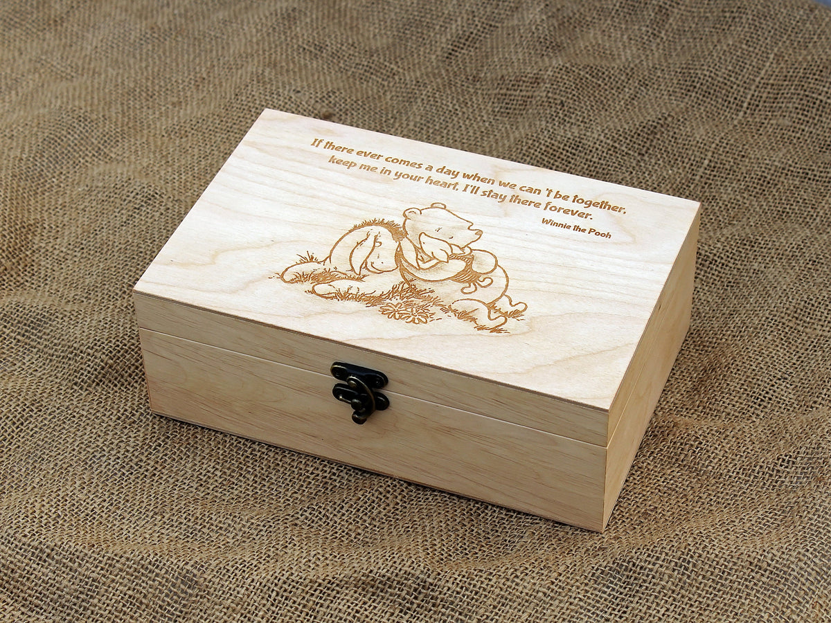 Personalized Winnie the Pooh memory box for storing photos and keepsakes