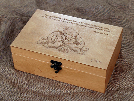 Winnie the Pooh quote keepsake box as a personalised graduation gift for a child or teen